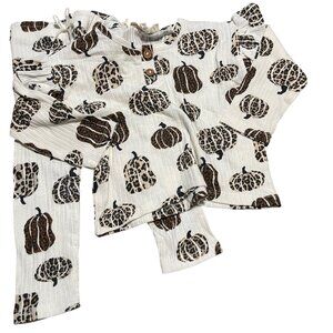 Jessica Simpson Baby Girls Pumpkin Leopard Print 2PC Outfit 12M Soft Cotton